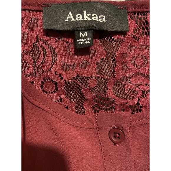 Aakaa Blouse Size M Red Color Long Sleeve Lightweight - Picture 6 of 11